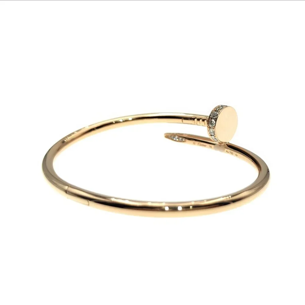 Cartier Juste un Clou Bracelet 18K Rose Gold with Diamonds Size 16 - Picture 7 of 14